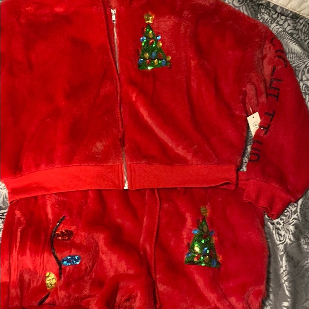 Festive Red Christmas Tree Tracksuit
